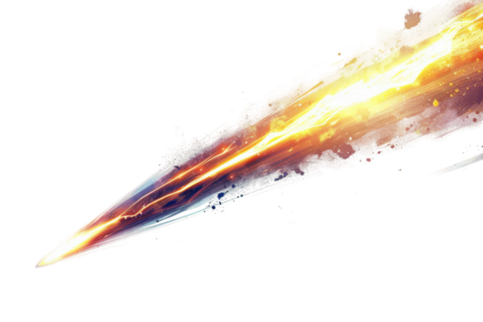 Bright Comet with Luminous Tail Glowing in the Dark Space