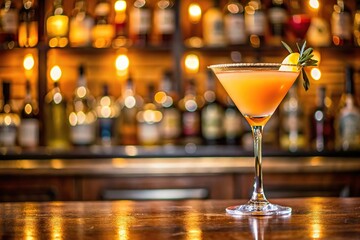 Alcoholic cocktail on restaurant table