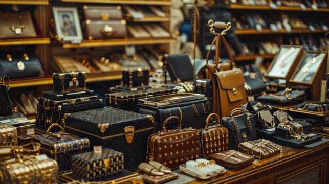 Counterfeit Goods Display in Busy Market