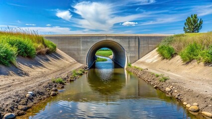 Cement bridge over irrigation ditch with culvert
