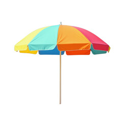 Fototapeta premium Colorful Beach Umbrella with Stripes for Sun Protection and Shade