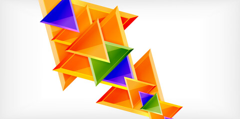 Abstract background - colorful triangles with 3d effect. Vector Illustration For Wallpaper, Banner, Background, Card, Book Illustration, landing page