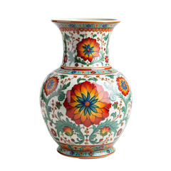 Colorful Decorative Vase with Intricate Floral Patterns and Details