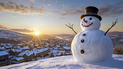 Fototapeta premium snowman in the snow