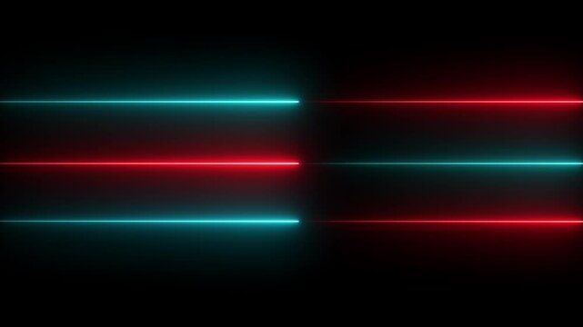 Abstract glowing rainbow colour neon lines motion background. Neon lights blinking lines moving animation. cyan and red neon line moving on background. Neon Light Line Technology icon.