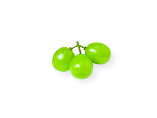 three Green grape isolated on white background 