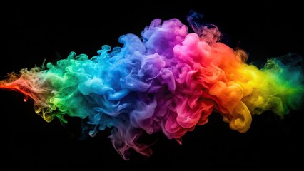 Obraz premium Colorful smoke cloud on black background