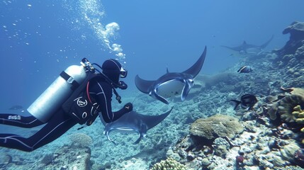 Scuba Diving Adventure with Manta Rays in Maldives