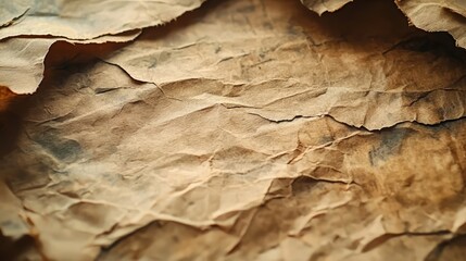 Vintage Textured Wrinkled Brown Paper with Old Grunge Aesthetic for Background or Design Use.