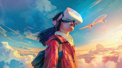 Fototapeta premium Virtual Tourism Experience with VR Technology