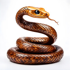 Fototapeta premium Wooden brown snake on a white background