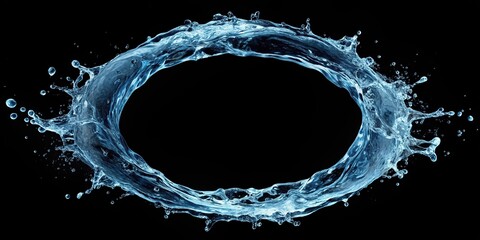 Naklejka premium Close-up water splash round shape isolated on black background
