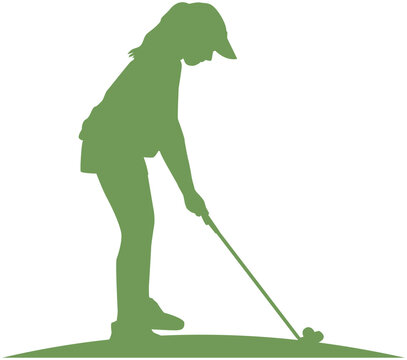 green silhouette golfer putting on grass clip art preview