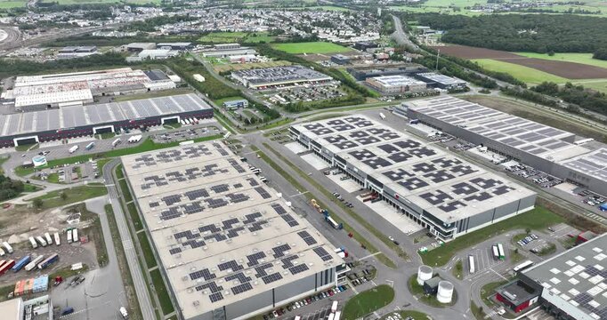 Dudelange, Esch, Luxembourg, September 11th, 2024: Aerial on Dudelange, business and industrial parks in Esch, Luxembourg.