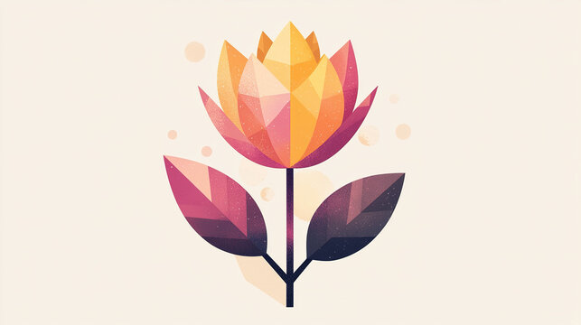 Geometric flower blooming with colorful triangles