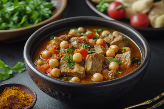 Libyan Sharba with Lamb, Chickpeas, and Spices in Tomato Broth