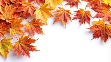 Fototapeta premium maple leaves foliage isolated against white with tilted angle
