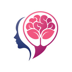  Psychology logo that includes brain and heart vector illustration.