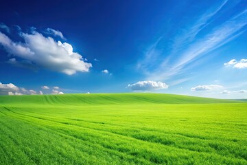 Fototapeta premium Minimalist greenfield with blue sky background