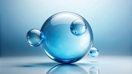 Minimalist water molecule with blue plant bubble abstract background