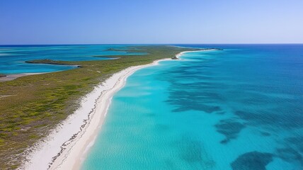 Obraz premium Aerial view of a serene tropical coastline.