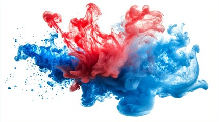 Acrylic blue and red colors in water. Ink blot. Abstract background