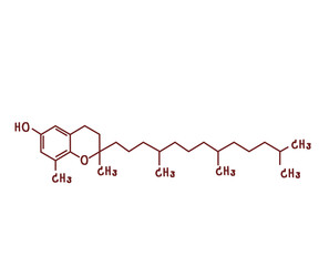 chemical structure of or VitaminE or Deltatocopherol illustration