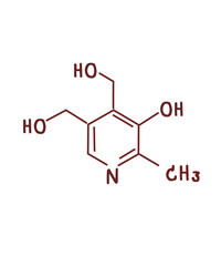 chemical structure of or Vitamin B6 or Pyridoxine illustration