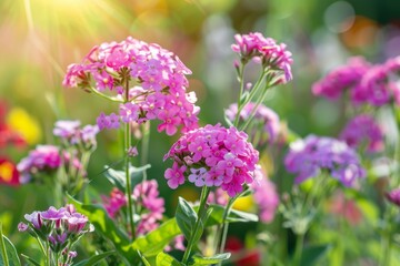 Beautiful Pink Flowers Blooming in Sunlight