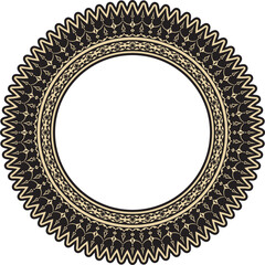 Vector gold and black round Turkish ornament. Ottoman circle, ring, frame.