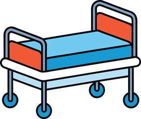 Hospital Bed Vector Icon Illustration.