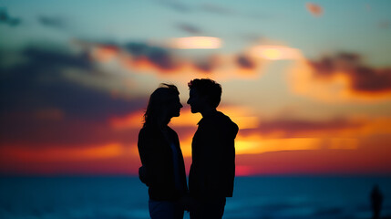 Fototapeta premium Silhouette of Couple at Sunset 