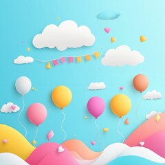 Birthday vector illustration.
Gifts and balloon decoration elements.
For wallpaper, card, invitation, banner, leaflet, design, cover, web, flyer, poster, postcard.