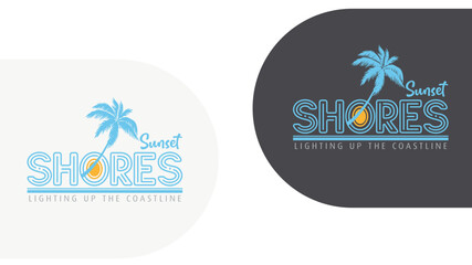 Sunset Shores Logo
The integration of palm tree with text makes the logo cohesive and visually engaging. The tagline &ldquo;Lighting Up the Coastline&rdquo; is clearly presented and complements the overall theme