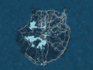 Painterly Style City Map of Gran Canaria, Spain in a Blue Color Scheme.