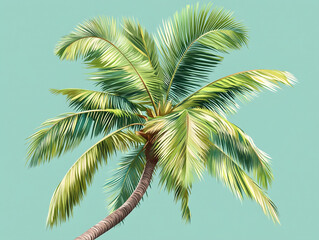 Clean Palm Tree Illustration Design with Detailed Leaves with copy space
