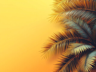 Obraz premium Clean Palm Tree leaves Illustration Design with copy space