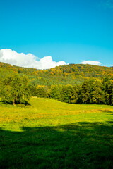 Fototapeta premium Kleiner Herbst Spaziergang vor der Haustür in Schmalkalden bei einem herrlichen Sonnenuntergang - Thüringen - Deutschland
