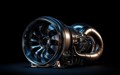 A dynamic image of a turbocharger designed for motorsport applications, emphasizing its performance-boosting capabilities and engineering excellence for racing enthusiasts