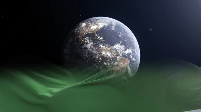 Chechen Republic of Ichkeria flag - 3D realistic waving flag on Earth globe