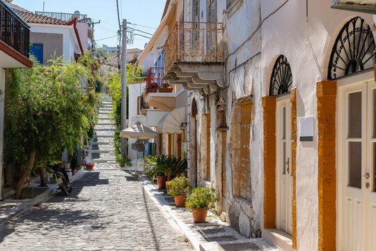 Traditional alley in Koroni town, Peloponnese, Greece