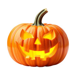 Halloween Pumpkin Lantern with Carved Face Illuminated Glow.
