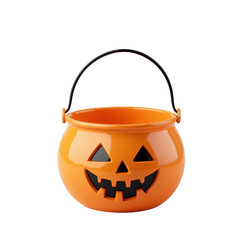 Halloween Pumpkin-Shaped Candy Bucket with Handle for Treats.