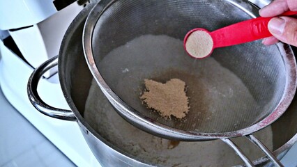 Yeast added to the flour