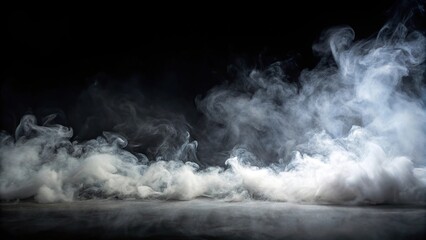 Smoke texture with reflected fog and mist effect on black background