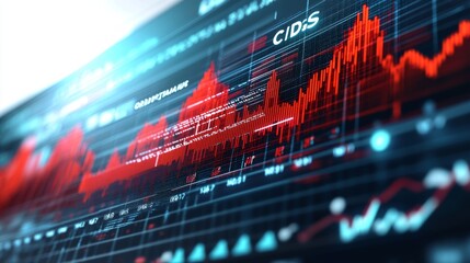 Fototapeta premium Stock illustration Credit Default Swap Spread Analysis in colors red blue and green