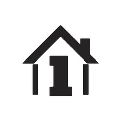 Obraz premium Simple black silhouette logo of an I letters house isolated on a white background, I letters house silhouette Design Vector, 3d house icon, home icon on black background, illustration of a house Logo