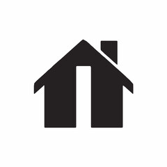 Simple black silhouette logo of an I letters house isolated on a white background, I letters house silhouette Design Vector, 3d house icon, home icon on black background, illustration of a house Logo