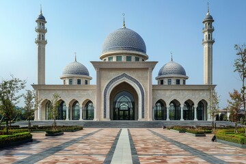 Obraz premium Beautiful mosque as a place of worship for Muslims created with Generative AI