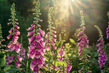 Obraz premium Stunning Pink Foxglove Flowers in Sunlight
